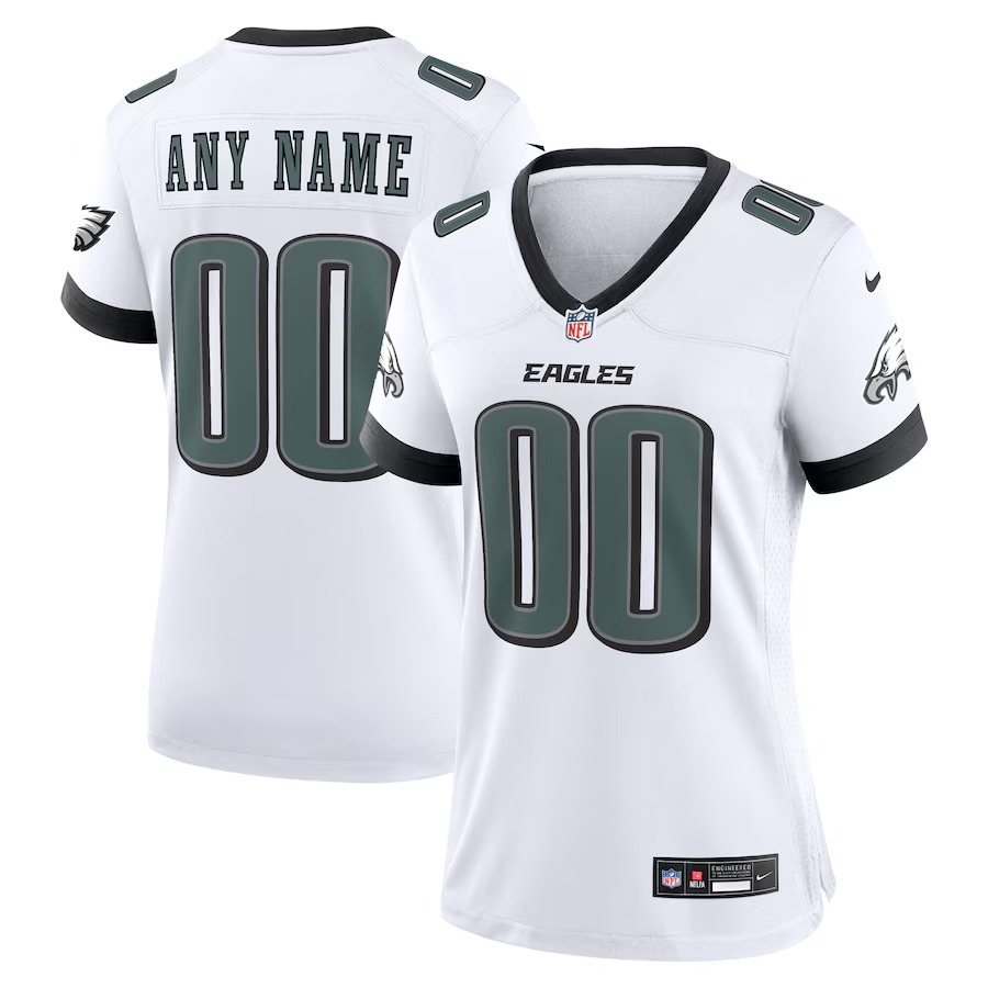 Women's Philadelphia Eagles Nike White Custom Game Jersey