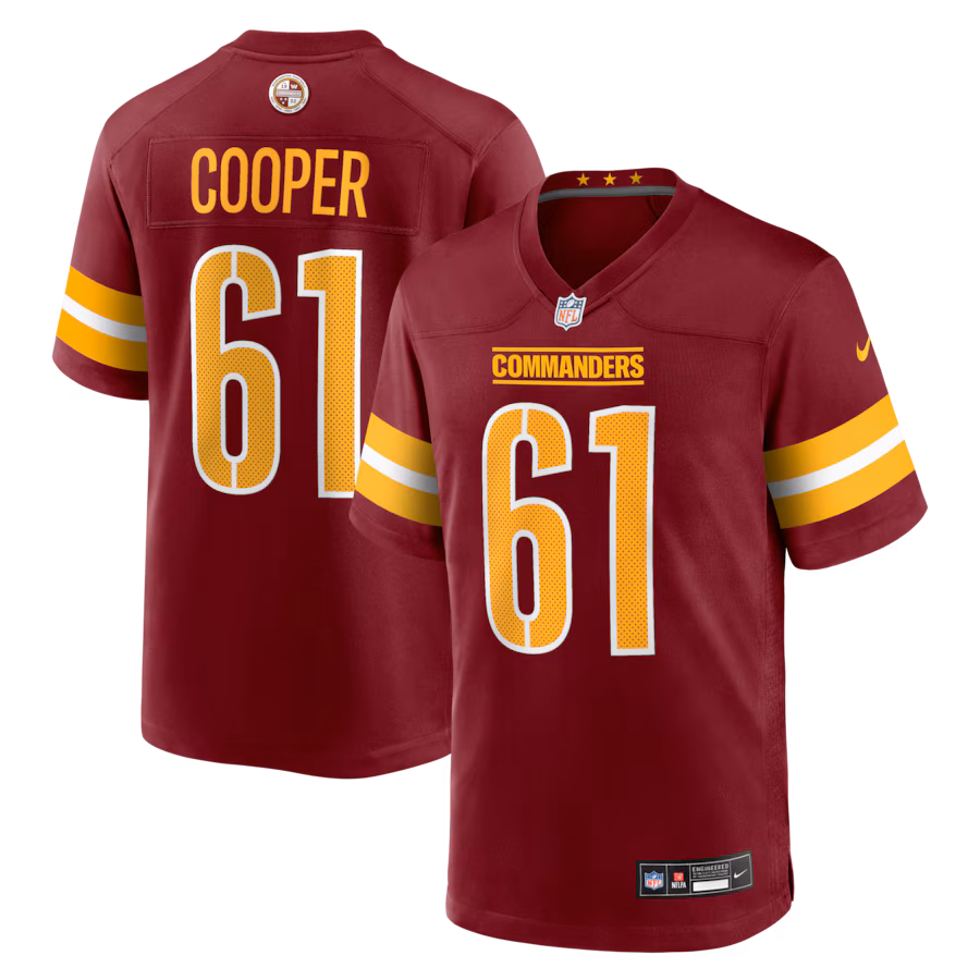 Men's Washington Commanders Tyler Cooper Nike Burgundy Team Game Jersey