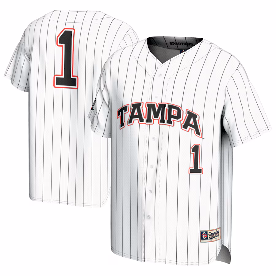 Youth GameDay Greats #1 White Tampa Spartans  Lightweight Baseball Fashion Jersey