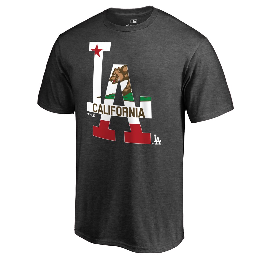 Men's Los Angeles Dodgers Heathered Charcoal Hometown Collection Cali Flag T-Shirt