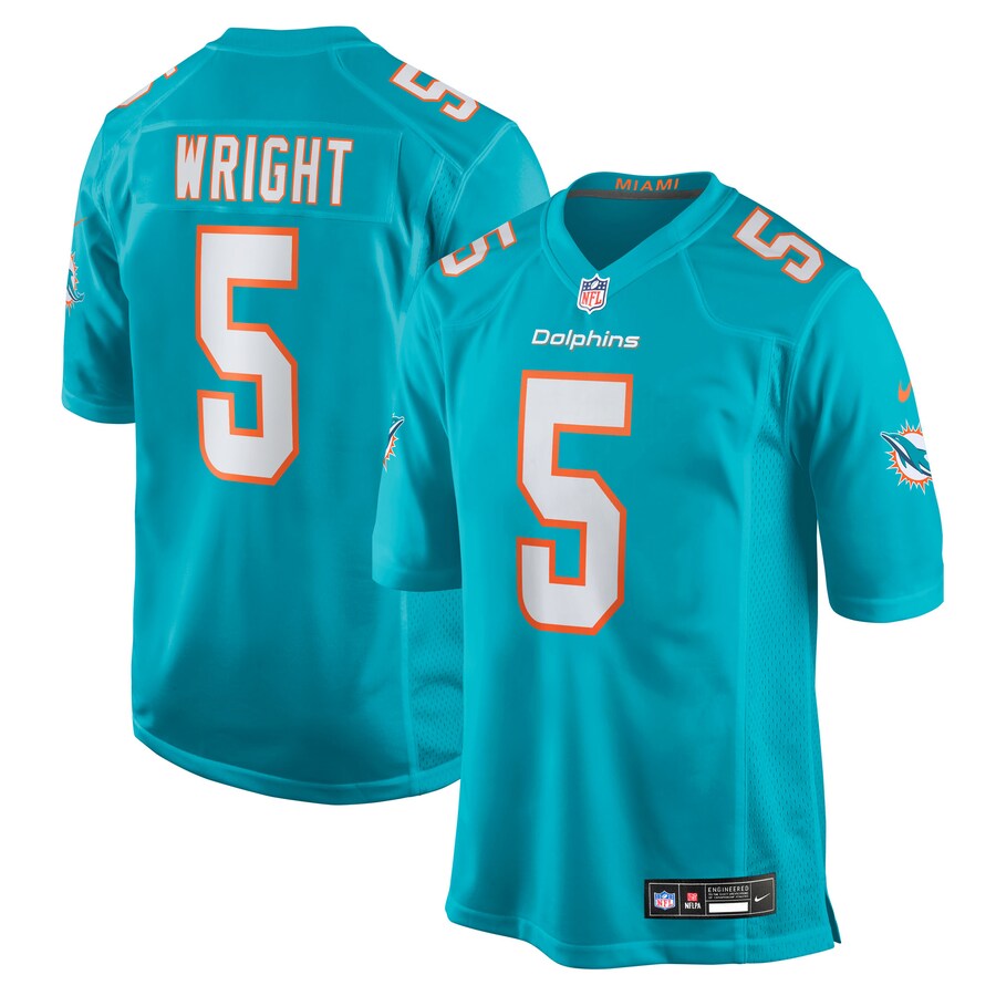 Men's Miami Dolphins Jaylen Wright Nike Aqua Team Game Jersey