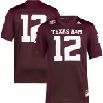 #12 Texas A&M Aggies adidas Premier Football Jersey - Maroon