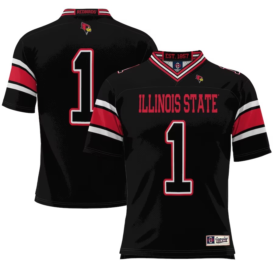 #1 Illinois State Redbirds GameDay Greats Endzone Football Jersey - Black