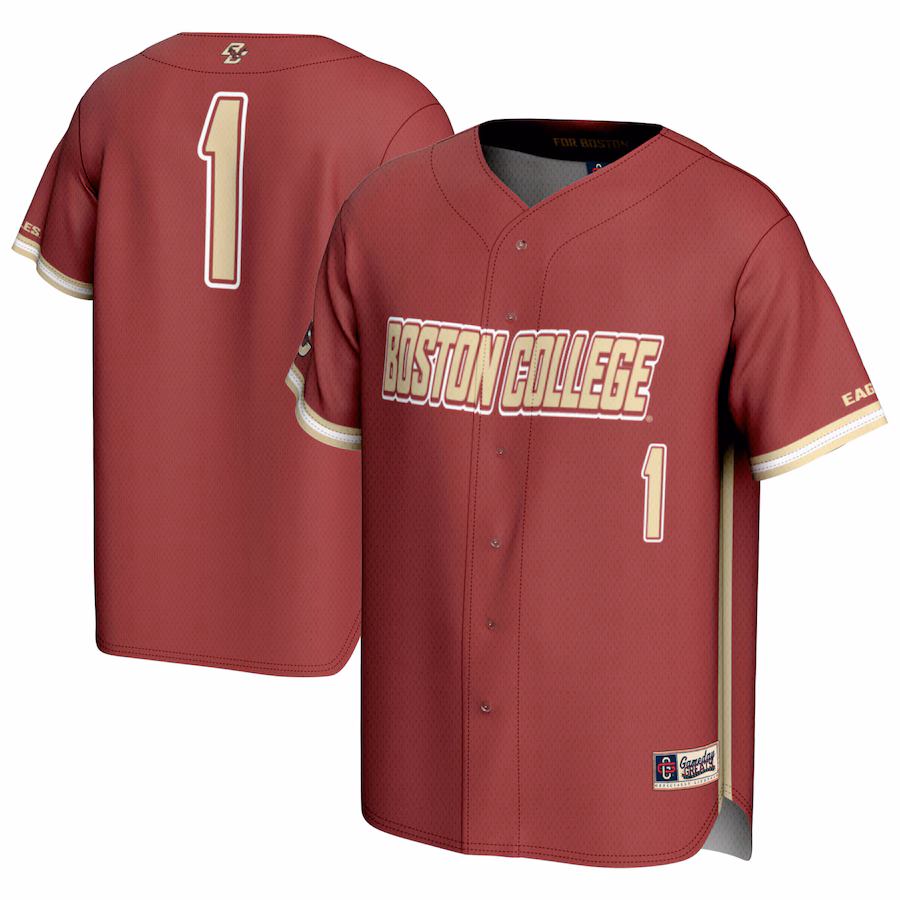 Men's GameDay Greats #1 Maroon Boston College Eagles  Lightweight Baseball Fashion Jersey