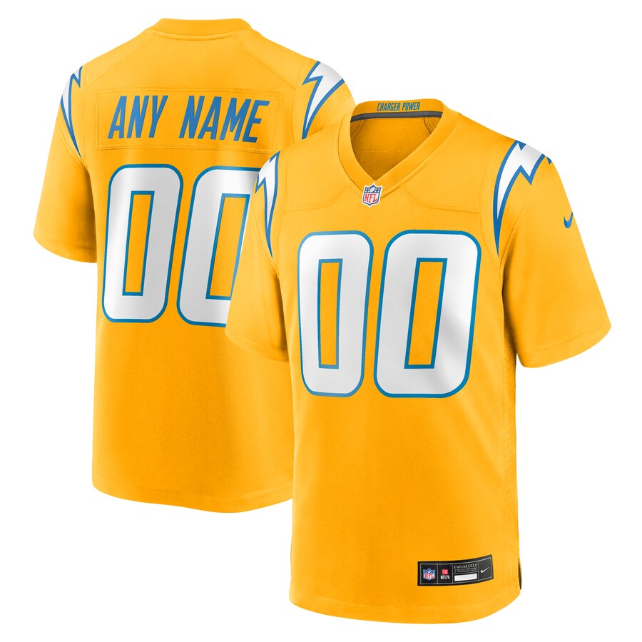 Men's Los Angeles Chargers Nike Gold Alternate Charger Power Game Custom Jersey