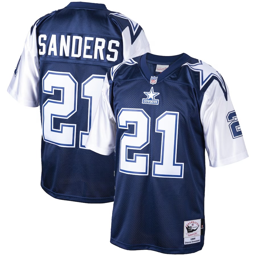 Men's Dallas Cowboys Deion Sanders Mitchell & Ness Navy Big & Tall 1995 Retired Player Replica Jersey