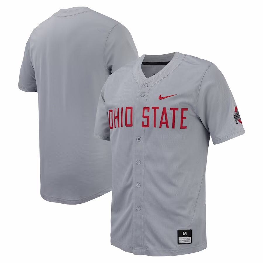 Ohio State Buckeyes Nike Replica Full-Button Baseball Jersey - Gray
