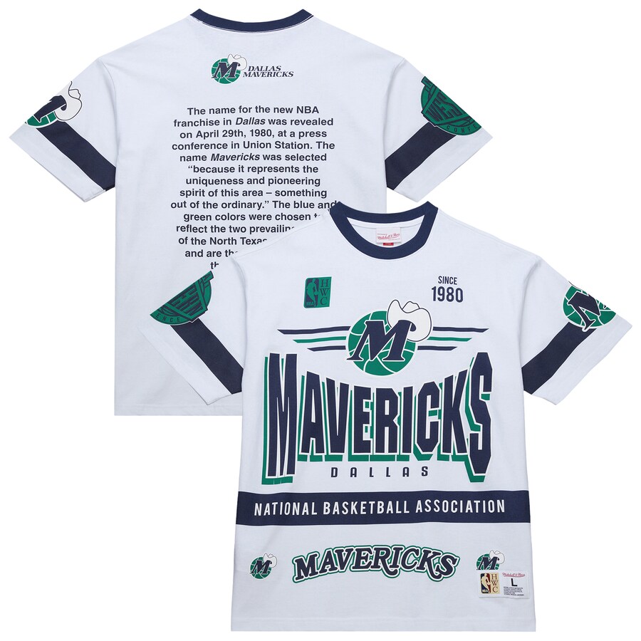 Unisex Dallas Mavericks  Mitchell & Ness White Hardwood Classics Vintage Team Origins Premium T-Shirt