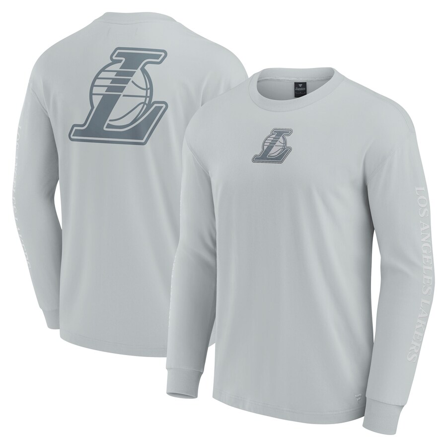 Men's Los Angeles Lakers Fanatics Gray Elements Strive Long Sleeve T-Shirt