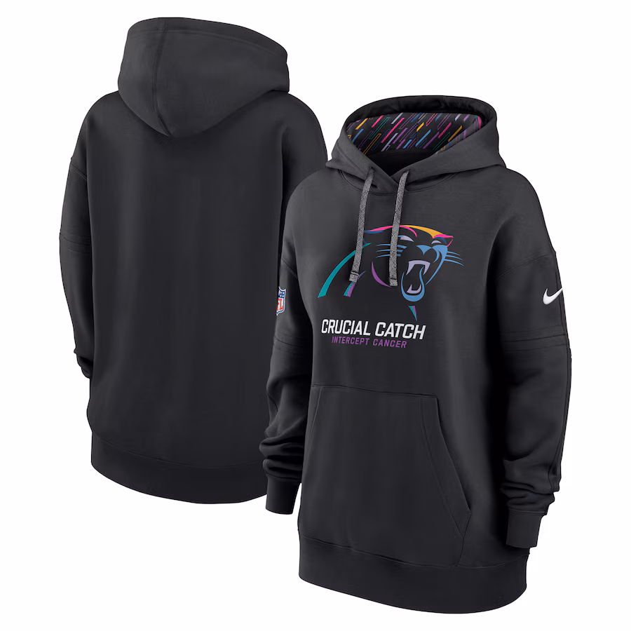 Women's Carolina Panthers  Nike Black 2024 NFL Crucial Catch Club Pullover Hoodie