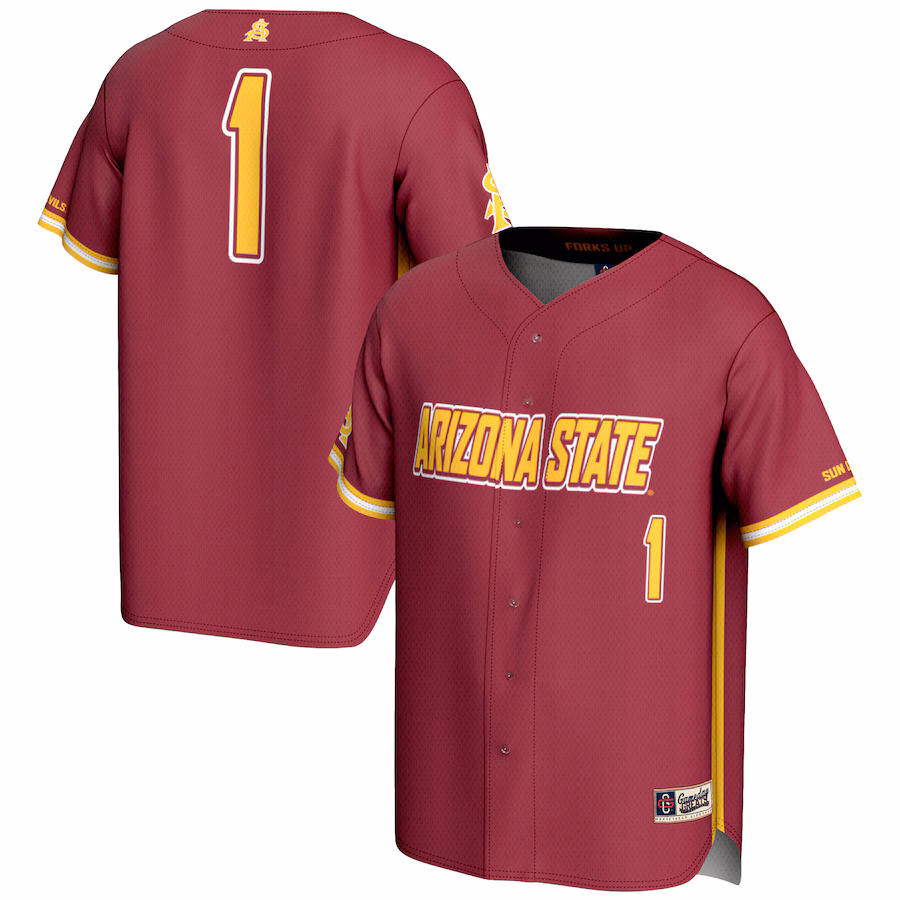 Men's GameDay Greats #1 Maroon Arizona State Sun Devils Lightweight Baseball Jersey