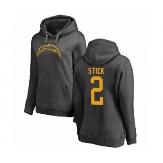 Football Women's Los Angeles Chargers #2 Easton Stick Ash One Color Pullover Hoodie