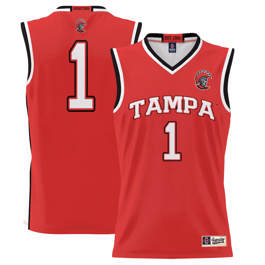 Men's GameDay Greats #1  Red Tampa Spartans  Lightweight Basketball Jersey