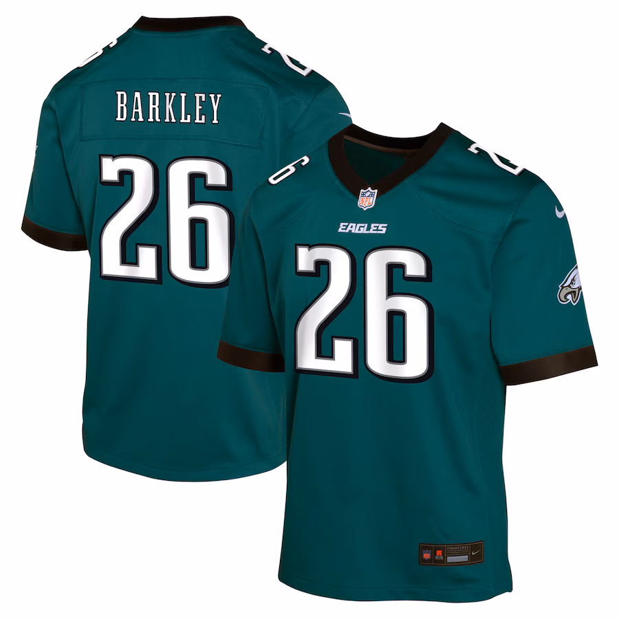 Youth Philadelphia Eagles Saquon Barkley Nike Midnight Green Team Player Game Jersey