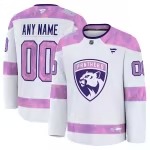 Men's Florida Panthers Fanatics White 2024 Hockey Fights Cancer Custom Practice Jersey