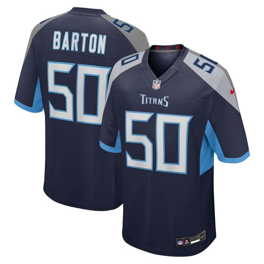 Men's Tennessee Titans Cody Barton Nike Navy Team Game Jersey