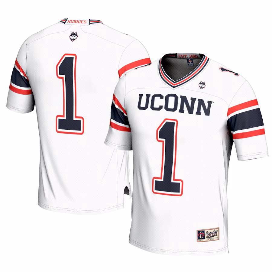 Men's GameDay Greats #1 White UConn Huskies Football Jersey