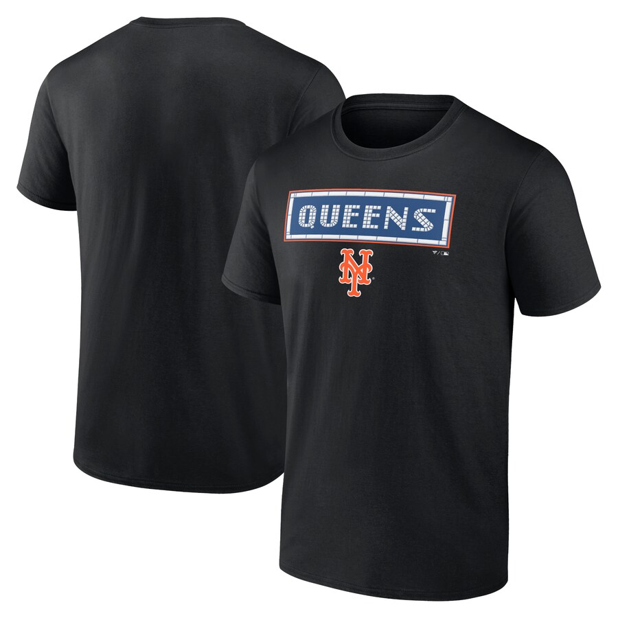 Men's New York Mets Black Queens T-Shirt