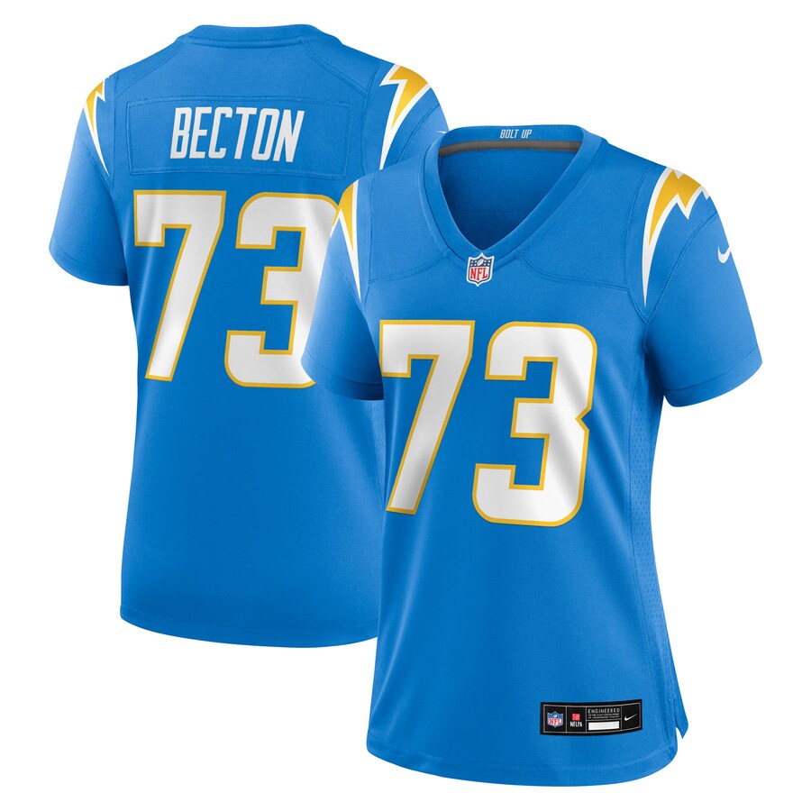 Women's Los Angeles Chargers Mekhi Becton Nike Powder Blue Team Game Jersey