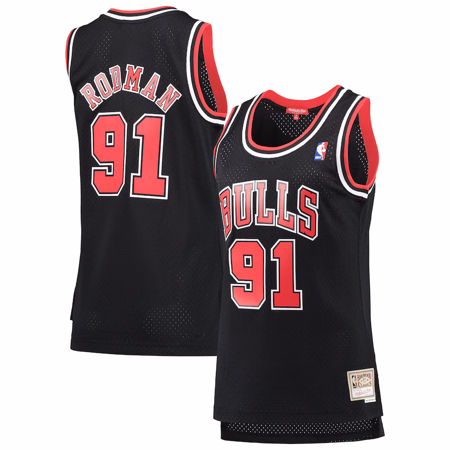 Women's Chicago Bulls Dennis Rodman Mitchell & Ness Black  Hardwood Classics Swingman Jersey