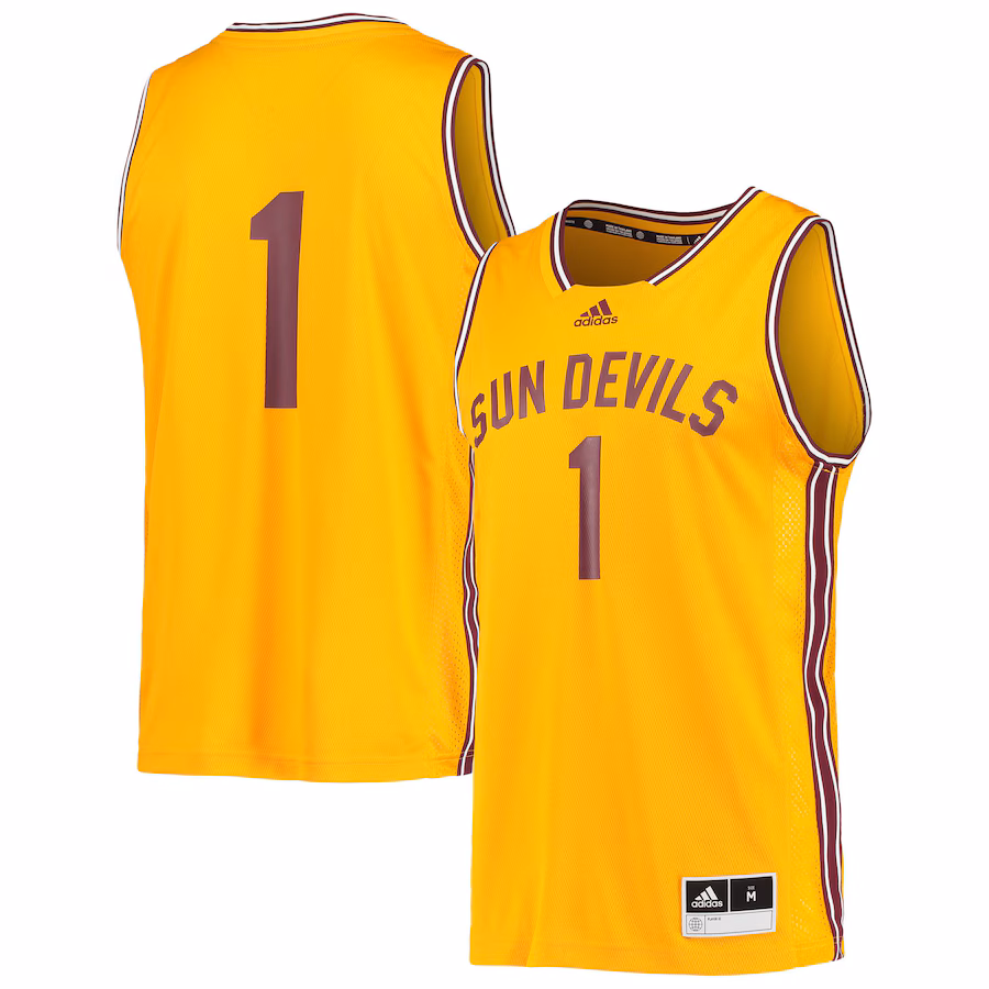 Men's adidas #1 Gold Arizona State Sun Devils Reverse Retro Jersey