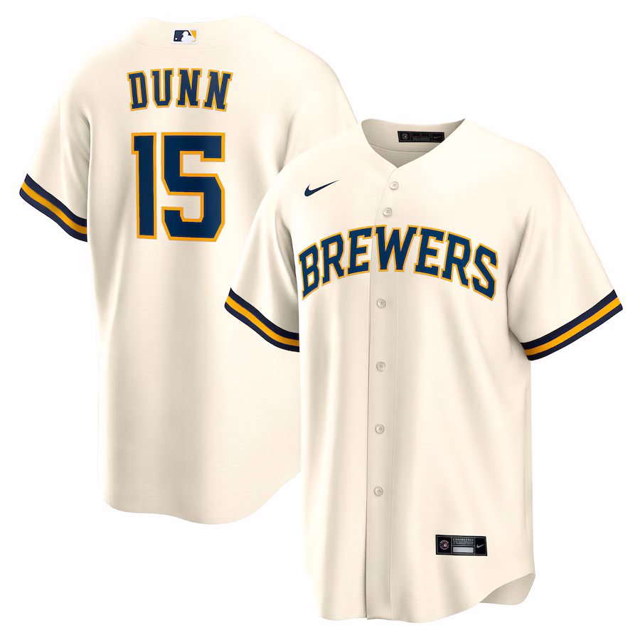 Men's Milwaukee Brewers Oliver Dunn Nike Cream Home Replica Jersey