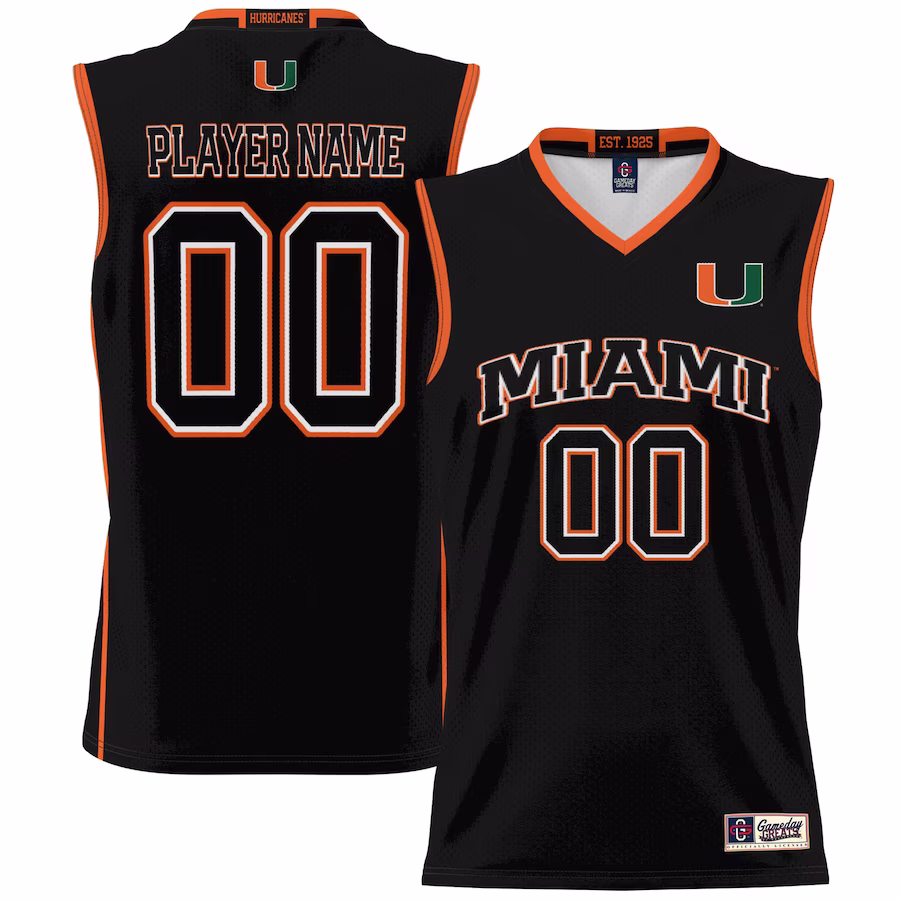Miami Hurricanes GameDay Greats Unisex NIL Pick-A-Player Lightweight Basketball Jersey - Black