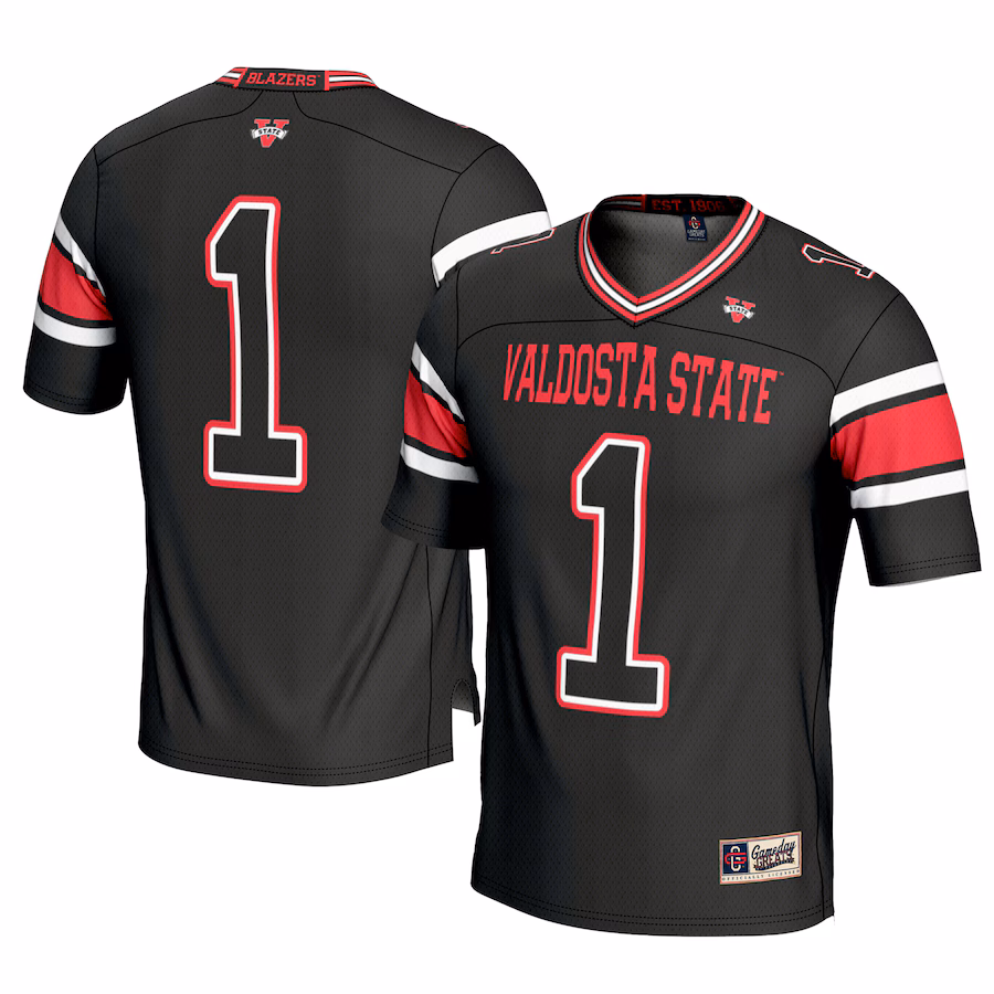 Men's GameDay Greats #1 Black Valdosta State Blazers Football Jersey