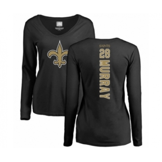 Football Women's New Orleans Saints #28 Latavius Murray Black Backer Slim Fit Long Sleeve T-Shirt