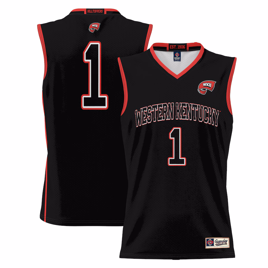 Male GameDay Greats #1  Black Western Kentucky Hilltoppers  Lightweight Basketball Jersey