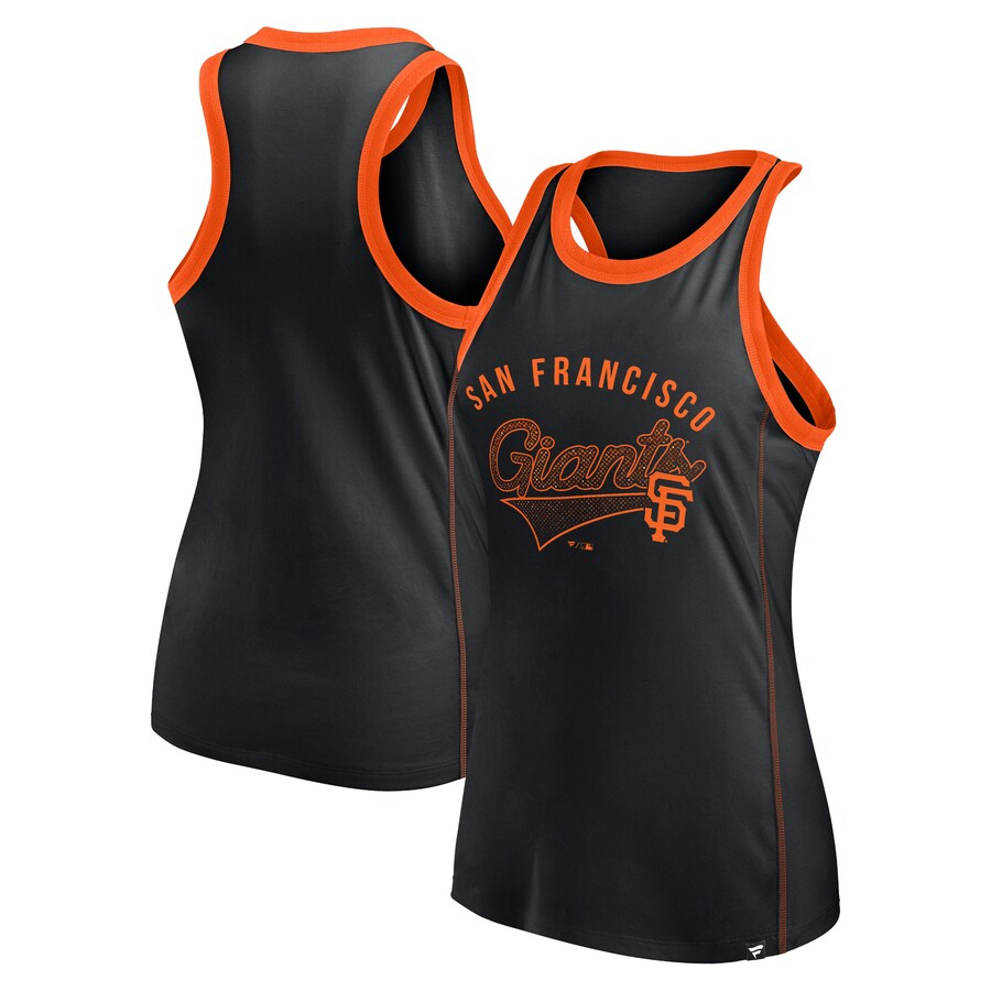 Women's San Francisco Giants Fanatics Black Tailsweep Fashion Racerback Rhinestone Tank Top