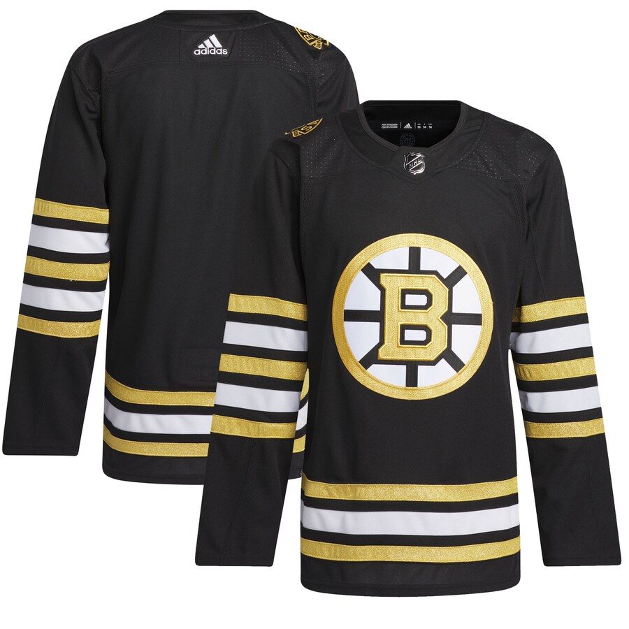 Men's Boston Bruins  adidas Black 100th Anniversary Primegreen Authentic Jersey