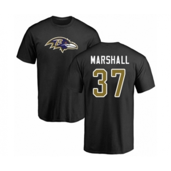 Football Baltimore Ravens #37 Iman Marshall Black Name & Number Logo T-Shirt