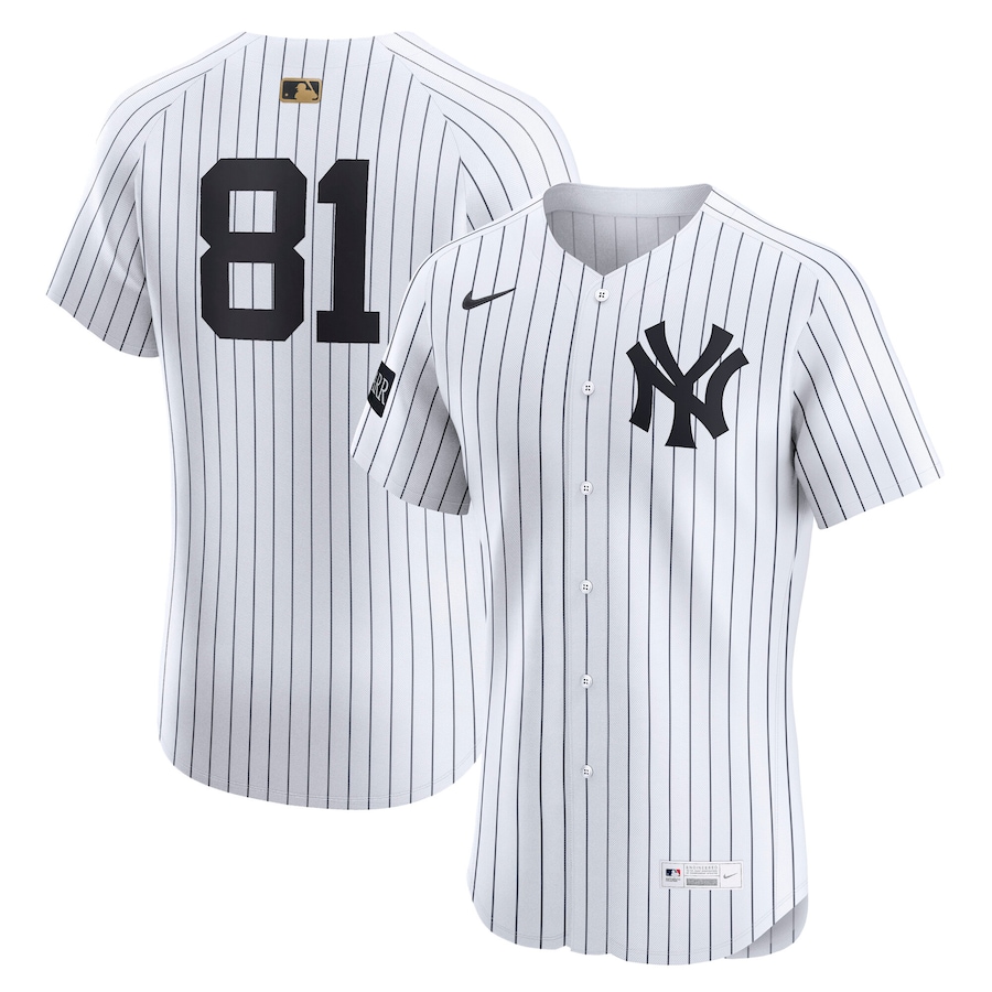 Men's New York Yankees Luis Gil Nike White Home Sponsor Patch MLB Awards Gold Batterman Elite Jersey