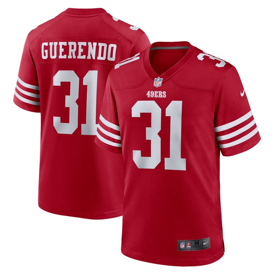 Men's San Francisco 49ers Isaac Guerendo Nike Scarlet Game Jersey