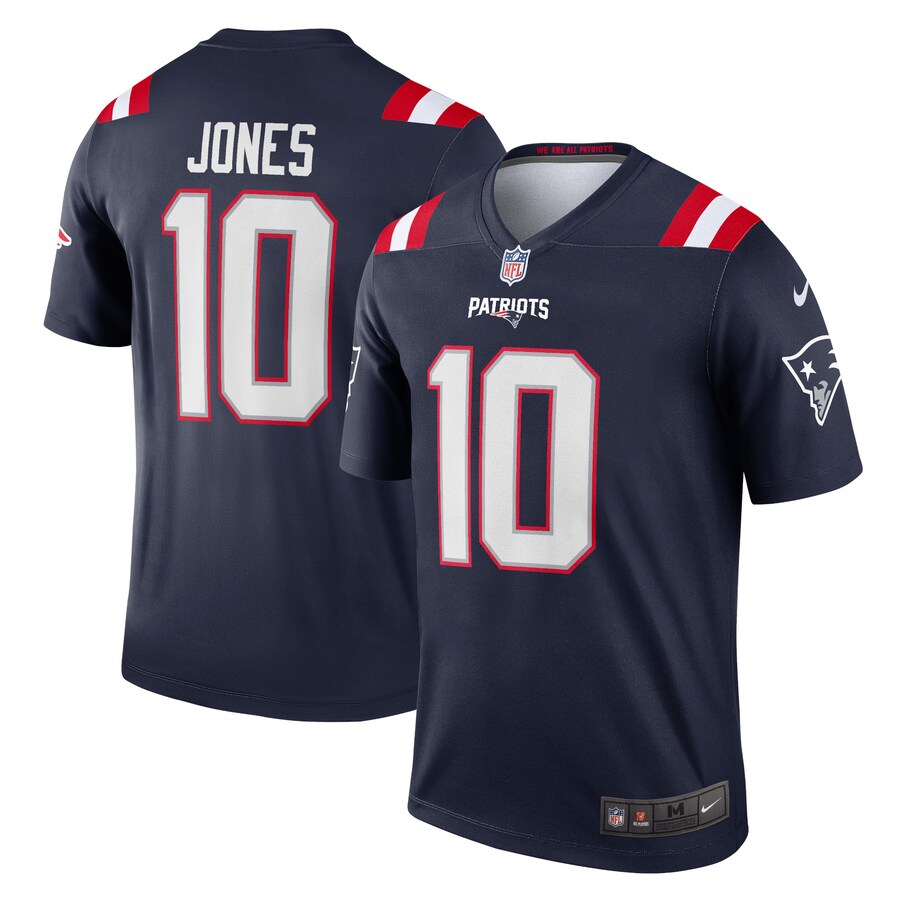 Men's New England Patriots Mac Jones Nike Navy Team Legend Player Performance Top