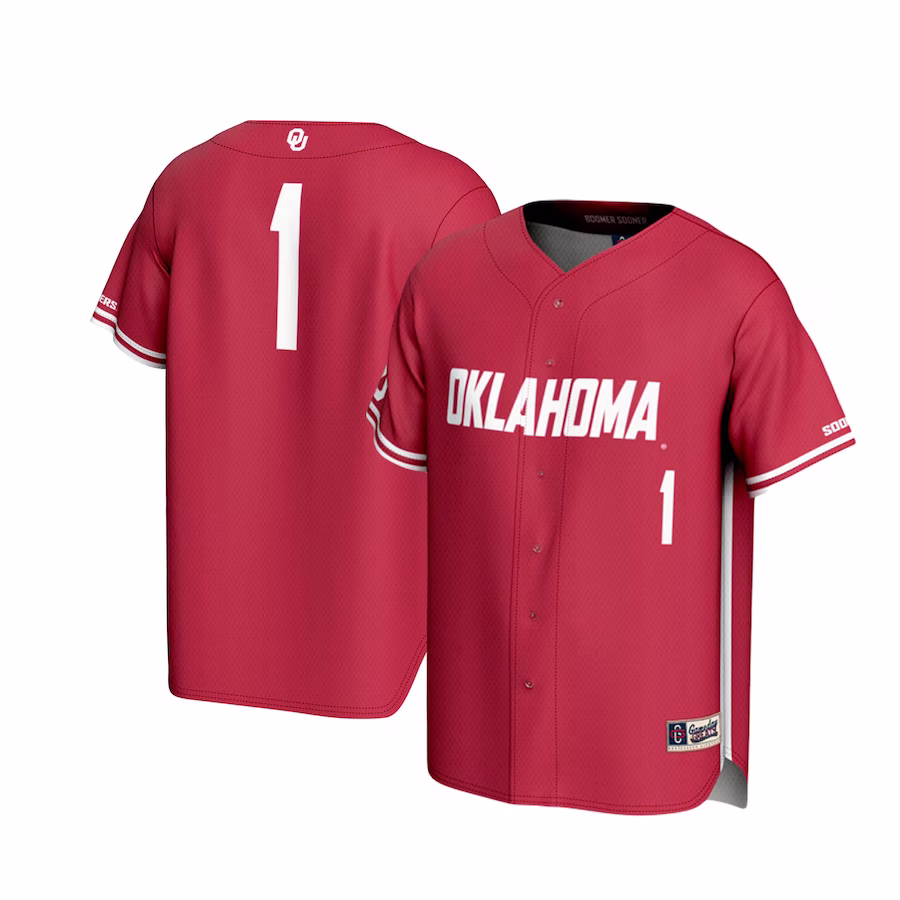 #1 Oklahoma Sooners GameDay Greats Youth Lightweight Baseball Jersey - Crimson