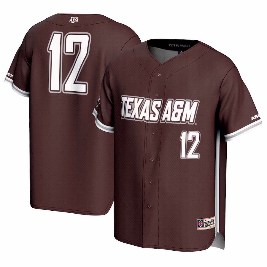 #12 Texas A&M Aggies GameDay Greats Unisex Baseball Lightweight Fashion Jersey - Maroon