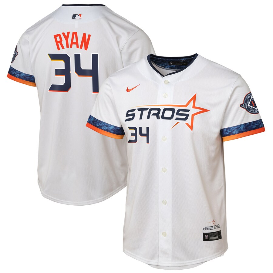 Youth Houston Astros Nolan Ryan Nike White 2025 City Connect Limited Player Jersey