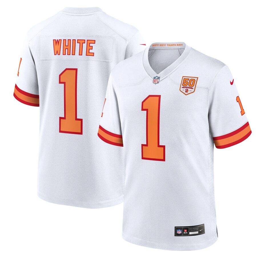 Men's '76 Tampa Bay Buccaneers Rachaad White Nike White 50th Season Game Jersey