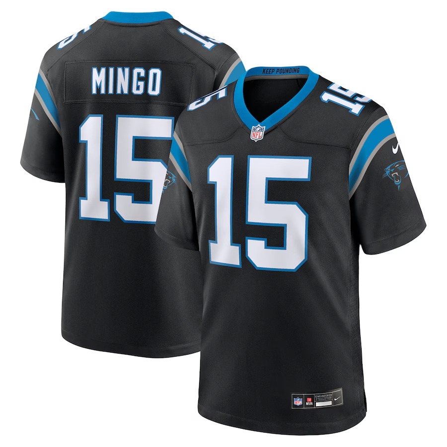 Men's Carolina Panthers Jonathan Mingo Nike Black Game Jersey