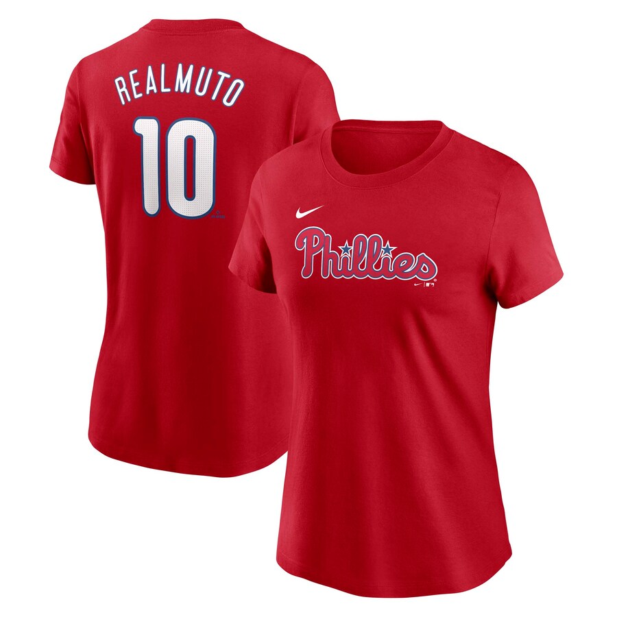 Women's Philadelphia Phillies J.T. Realmuto Nike Red Fuse Name & Number T-Shirt