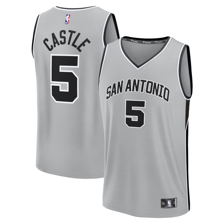 Youth San Antonio Spurs Stephon Castle Fanatics Silver Fast Break Jersey - Statement Edition