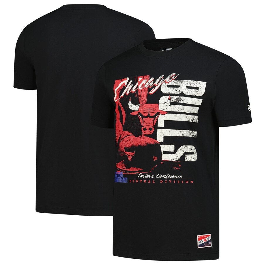Men's Chicago Bulls  New Era Black Distressed Throwback Vintage Color Pack T-Shirt