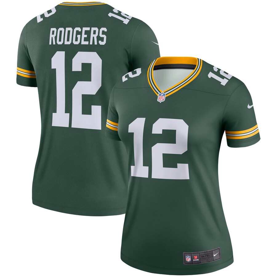 Women's Green Bay Packers Aaron Rodgers Nike Green Team Legend Player Performance Top