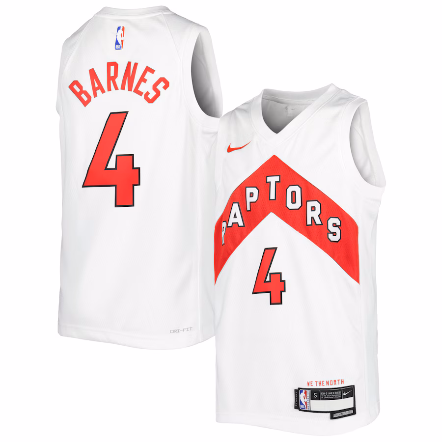 Youth Toronto Raptors Scottie Barnes Nike White Swingman Jersey - Association Edition