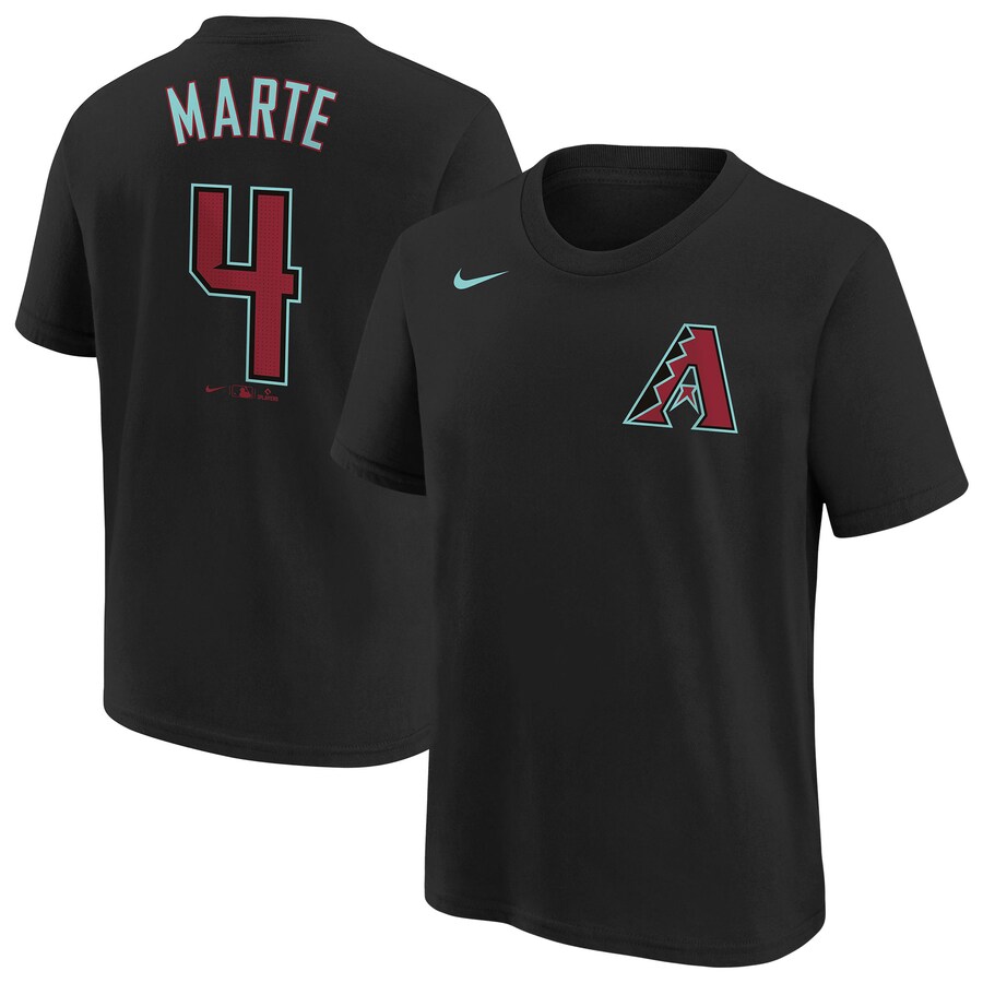 Youth Arizona Diamondbacks Ketel Marte Nike Black 2024 Fuse Name & Number T-Shirt