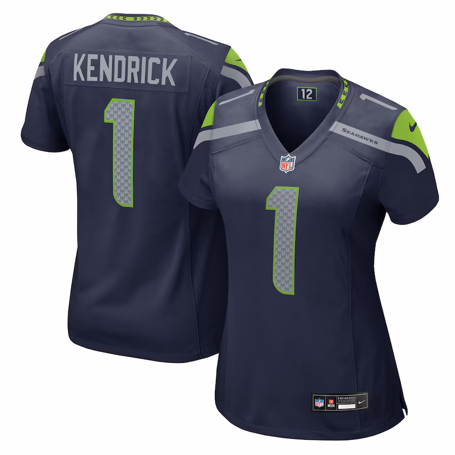 Women's Seattle Seahawks Derion Kendrick Nike College Navy Team Game Jersey