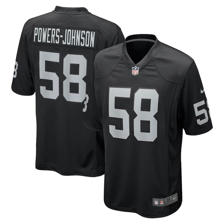 Men's Las Vegas Raiders Jackson Powers-Johnson Nike Black Team Game Jersey
