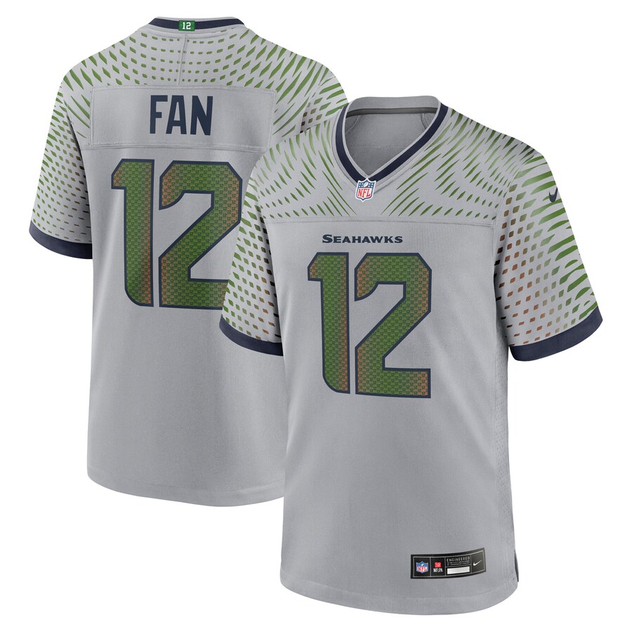 Men's Seattle Seahawks 12s Nike Wolf Gray 2025 Rivalries Collection Game Jersey